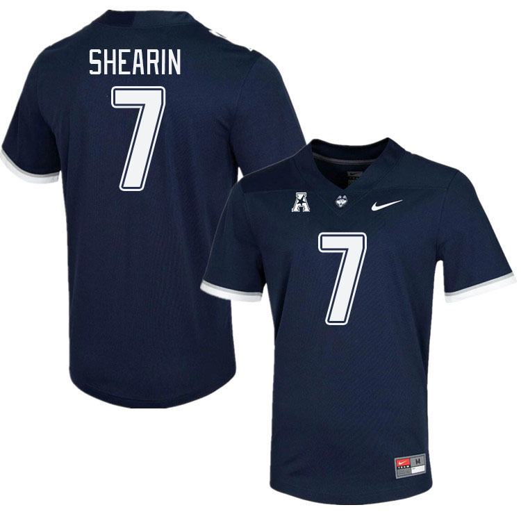 Men #7 Chris Shearin Connecticut Huskies College Football Jerseys Stitched Sale-Navy - Click Image to Close